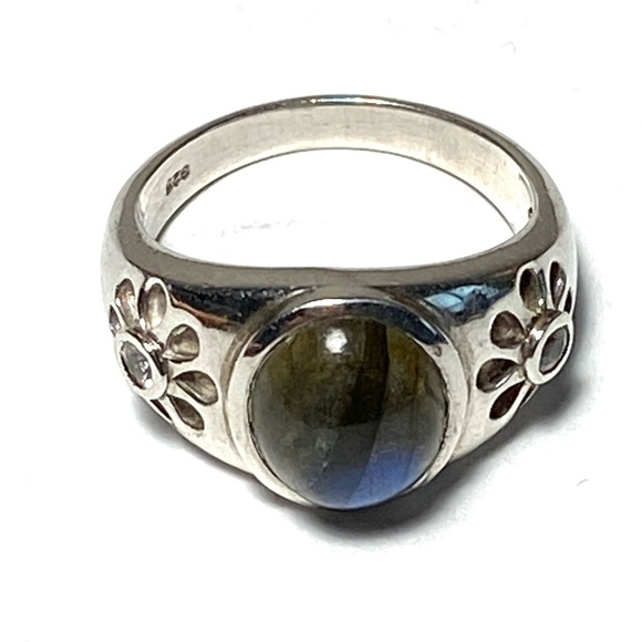 925 Sterling Silver Labradorite Stone Ring Size 8  Cocktail 6.74g - Picture 10 of 10
